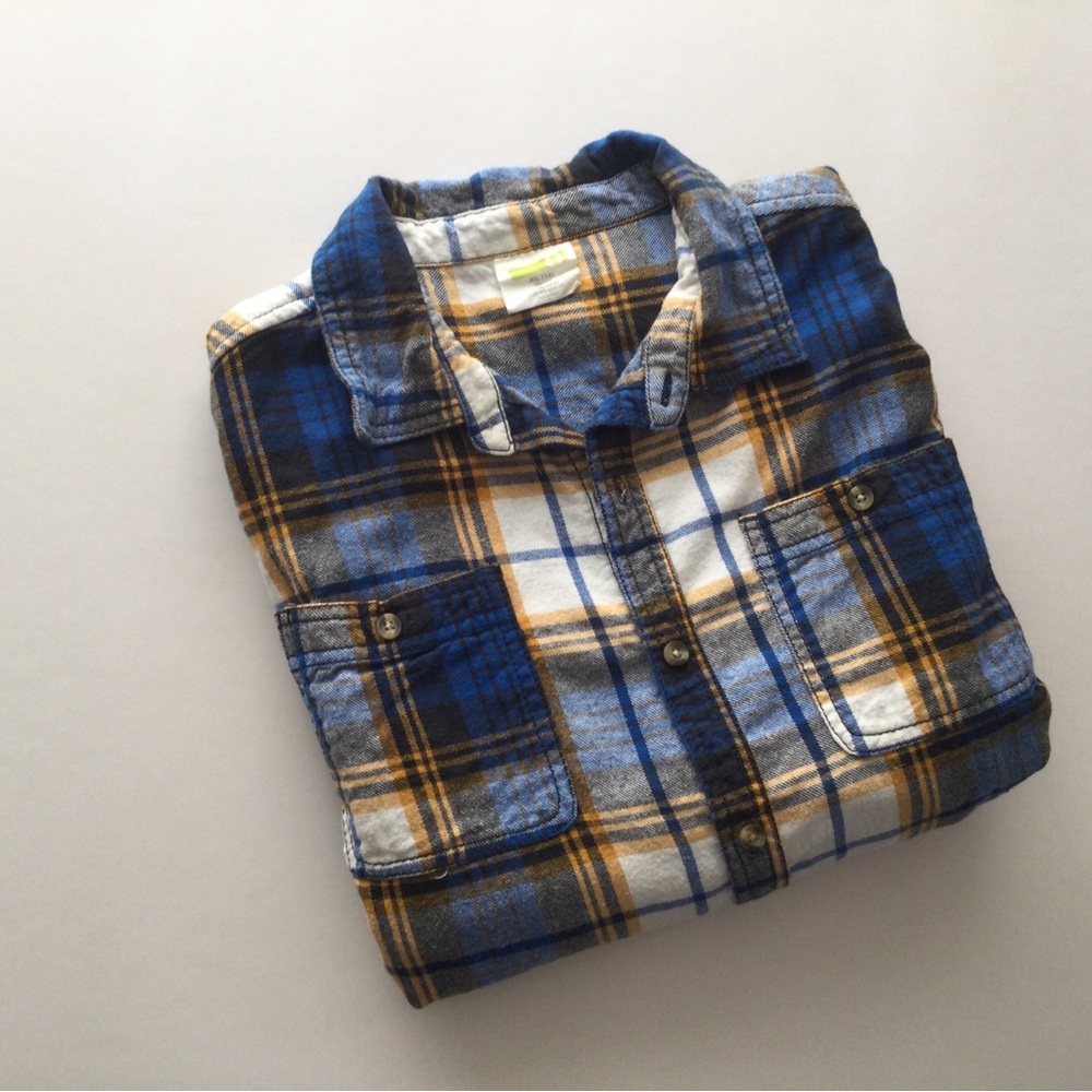 Crazy 8 Blue and Yellow Plaid Flannel Shirt